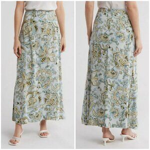 💕VINCE CAMUTO💕 Paisley Floral Challis Midi Skirt Large NWT